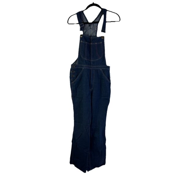 Vintage 80s Indigo Wash Baggy Carpenter Bib Overalls Grunge - Picture 1 of 9